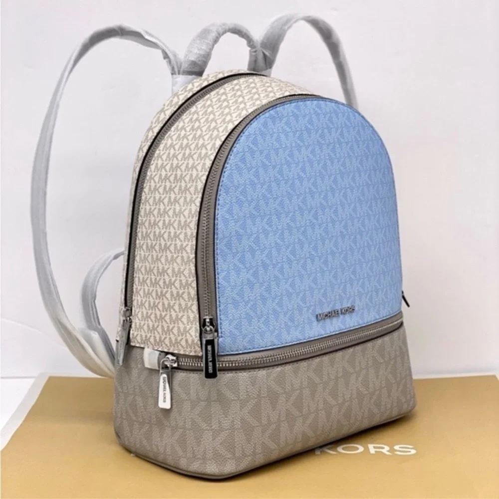 MICHAEL KORS Rhea Medium Color-Block Signature Logo Backpack - Picture 1 of 16